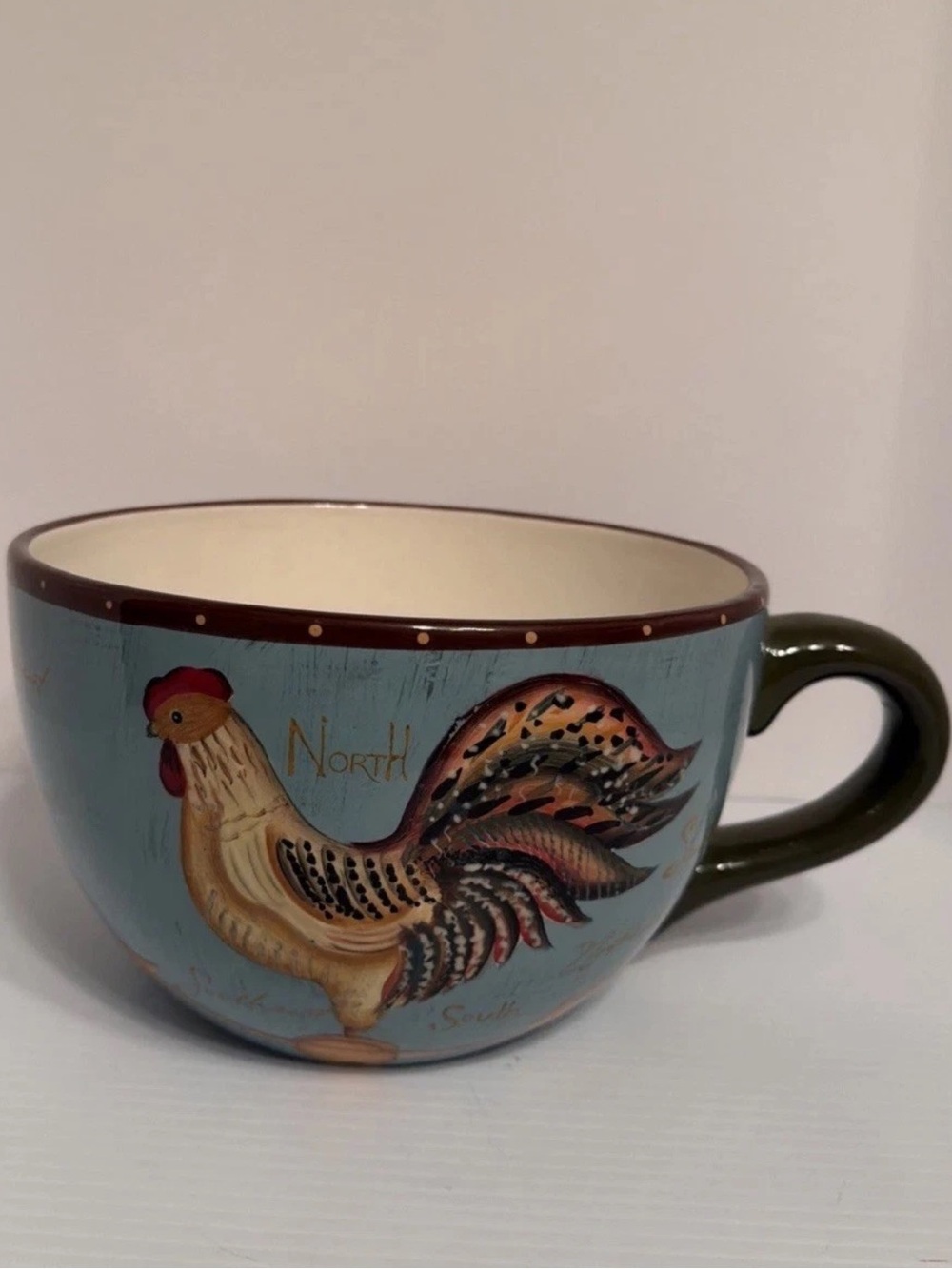 CRACKER BARREL Large Mug Planter Elegant Rooster by Susan Winget Ceramic